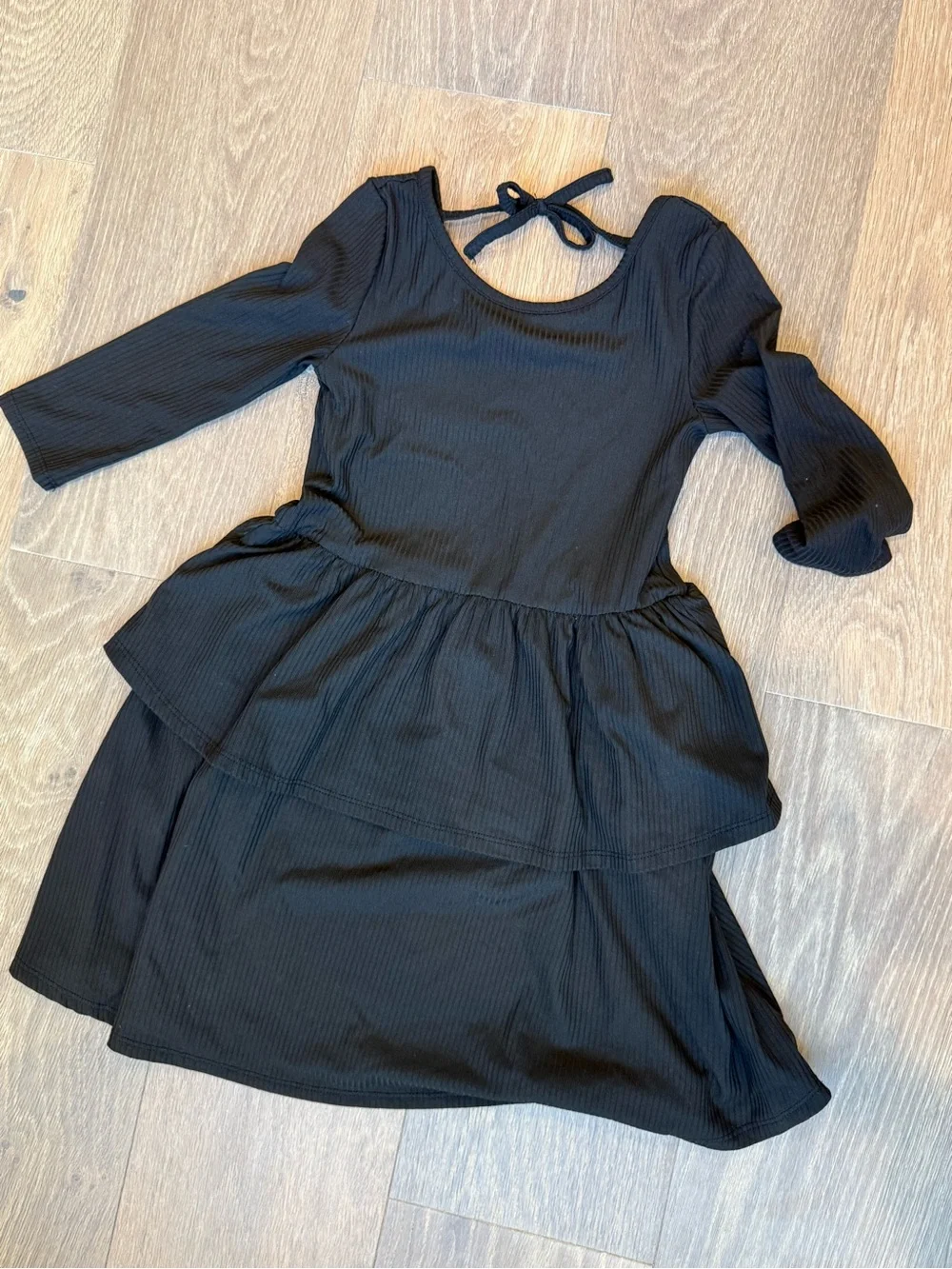 Black Tiered Long Sleeve girls Dress